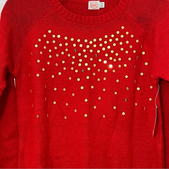 Wonder Nation Holiday Sweater Dress w/ Gold Sequin Detailing, Red Size XL(14-16) - Picture 5 of 6